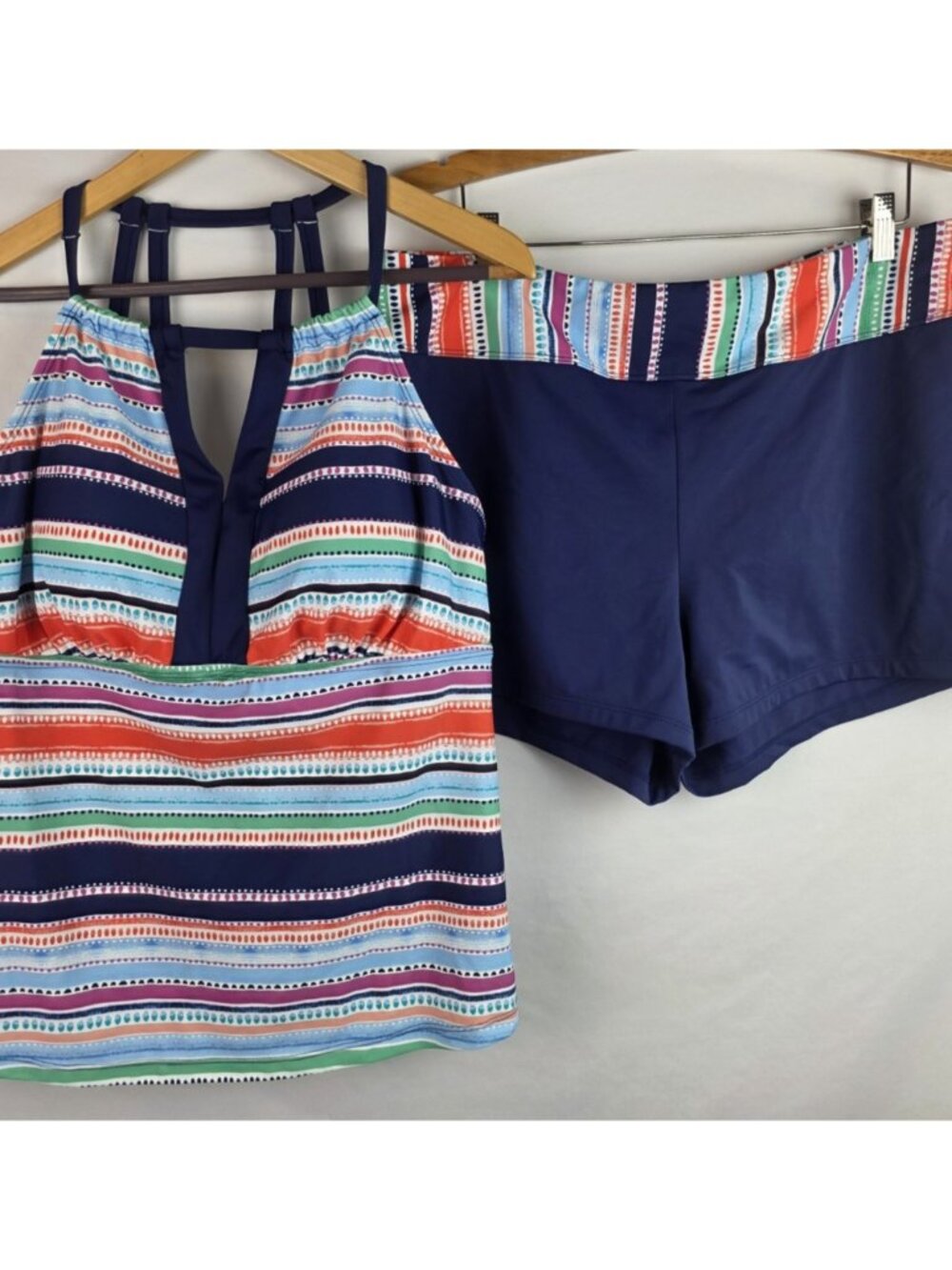 South Point Women's Tankini Swimsuit Set Size 20W Blue Swim Top & Shorts Bottom